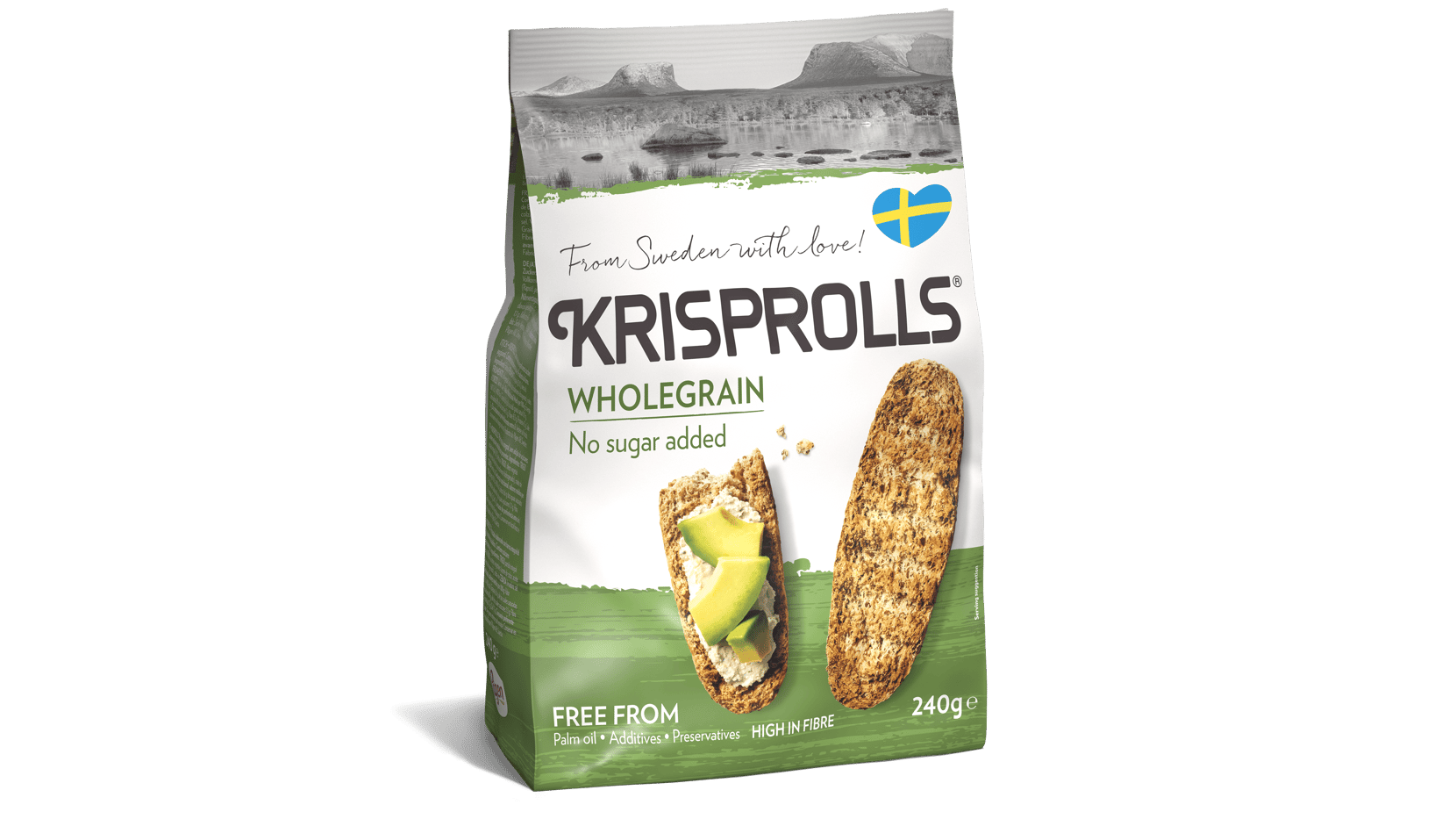 Abbildung von KRISPROLLS Vollkorn ohne Zuckerzusatz in seiner Verpackung